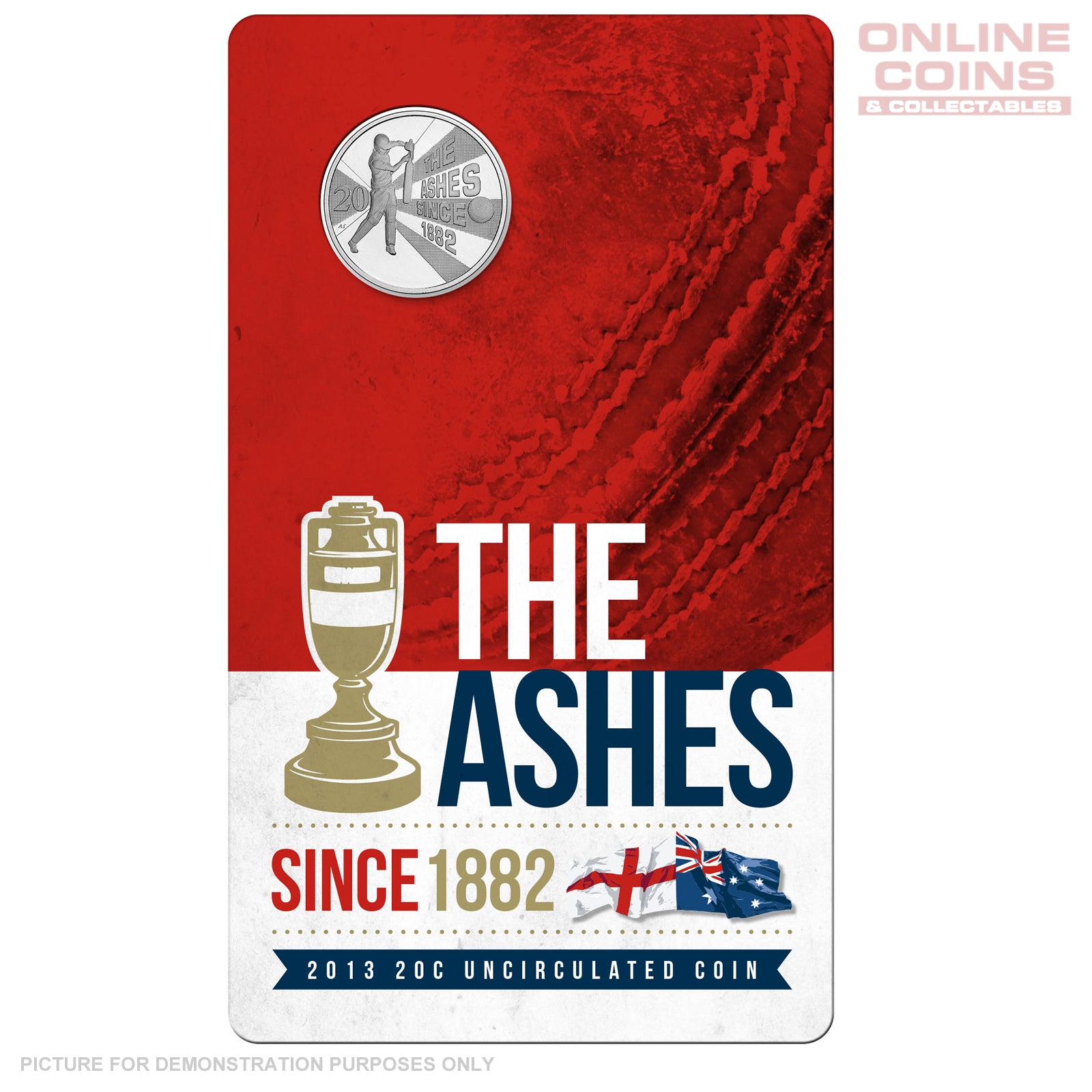 2013 - Royal Australian Mint - The Ashes - 20c Uncirculated Carded coin